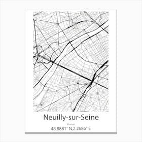 Neuilly Sur Seine,France Minimalist Map Canvas Print