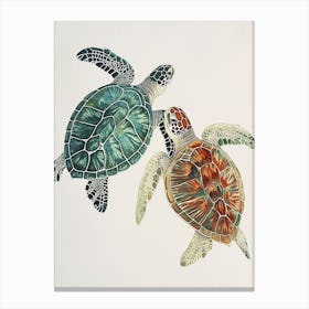 Minimalist Turquouse & Orange Sea Turtle Canvas Print