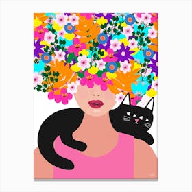 Flower Hair Girl Canvas Print