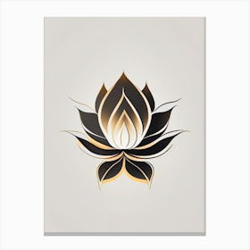 Sacred Lotus Retro Minimal 3 Canvas Print