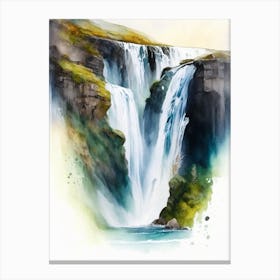 Langisjór Waterfall, Iceland Water Colour  (1) Canvas Print