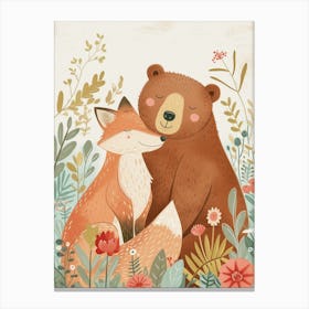 Brown Bear A Bear And A Fox Storybook Illustration 2 Canvas Print
