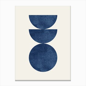 The Balance - Scandinavian Half-moon Circle Abstract Minimalist - Dark Blue Navy Canvas Print