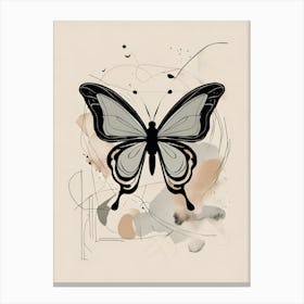 Boho Minimalist Butterfly Sketch v2 Canvas Print