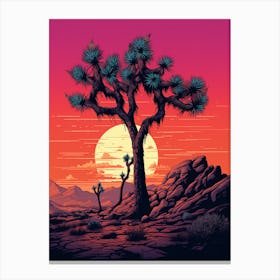  Retro Illustration Of A Joshua Tree At Dusk 7 Canvas Print