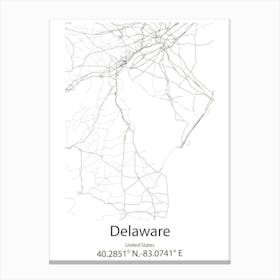 Delaware,United States Minimalist Map Canvas Print