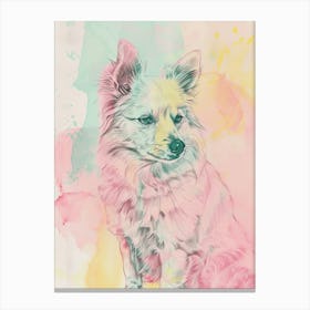 Pastel Spitz Dog Pastel Line Illustration  3 Canvas Print