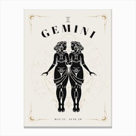 Gemini Zodiac Celestial Woman Canvas Print