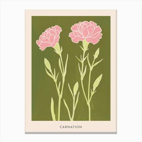 Pink & Green Carnation 5 Flower Poster Canvas Print