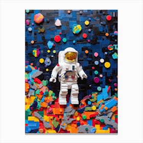 Astronaut And Colourful Bricks 4 Canvas Print