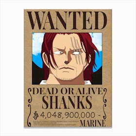 Wanted Dead Or Alive Shanks 1 Canvas Print