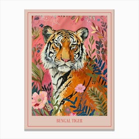Floral Animal Painting Bengal Tiger 4 Poster Canvas Print