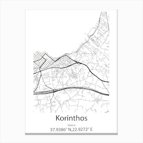 Korinthos,Greece Minimalist Map Canvas Print