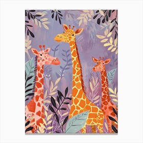 Fun Vibrant Giraffe Illustration 1 Canvas Print