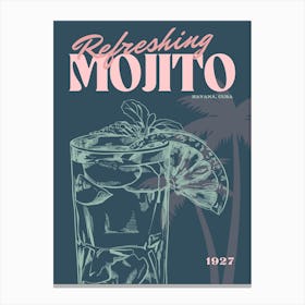 Navy Retro Mojito Canvas Print