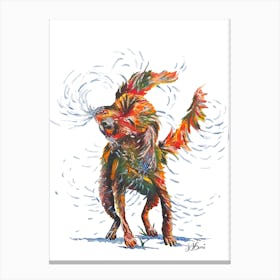 Cute Dog Splashing Water Canvas Print