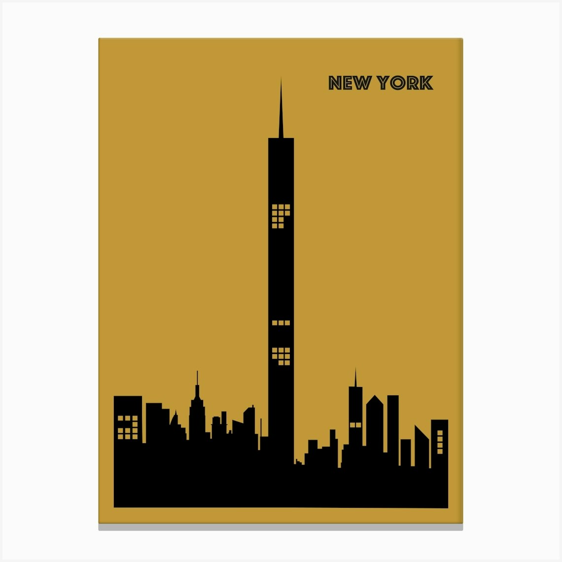 New York Print Mid Century Modern Pop Culture Print New York Skyline Poster Nyc Minimalist Art Funky Retro Wall Art Minimal Canvas Print by Jaffa