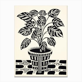 B&W Plant Illustration Cast Iron 1 Canvas Print