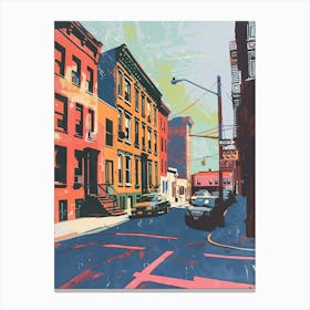 Greenpoint New York Colourful Silkscreen Illustration 3 Canvas Print