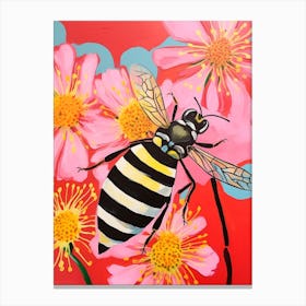 Colour Burst Floral Bees 2 Canvas Print