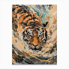 Tiger In The Water 16 Canvas Print