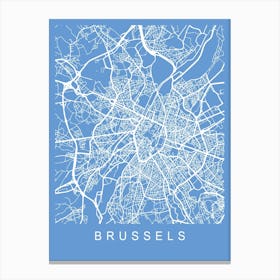Brussels Map Blueprint Canvas Print