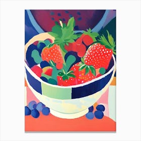 Bowl Of Strawberries, Fruit Abstract Still Life Canvas Print