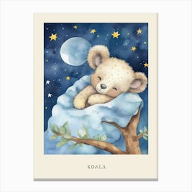 Baby Koala 1 Sleeping In The Clouds Nursery Poster Canvas Print