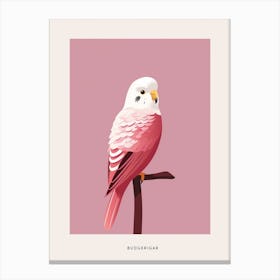 Minimalist Budgerigar 2 Bird Poster Canvas Print