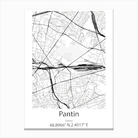 Pantin,France Minimalist Map Canvas Print