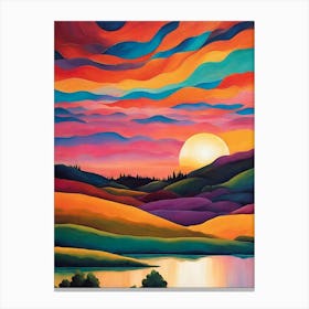 Sunset Over The Lake 3 Canvas Print