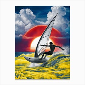 Windsurfing At Sunset Canvas Print