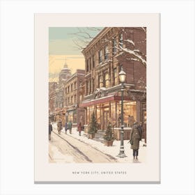 Vintage Winter Poster New York City Usa 6 Canvas Print
