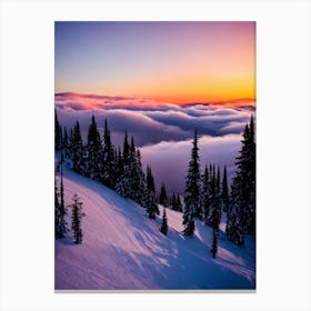 Big Sky, Usa Sunrise Skiing Poster Canvas Print