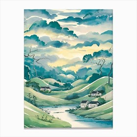 Landscape With Houses Canvas Print