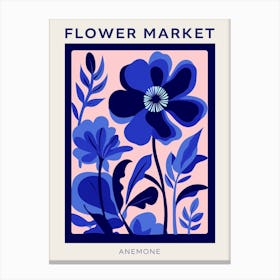 Blue Flower Market Poster Anemone 3 Canvas Print