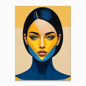 Geometric Woman Portrait Pop Art Fashion Yellow (28) Canvas Print