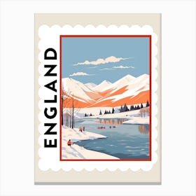 Retro Winter Stamp Poster Lake District United Kingdom 1 Canvas Print