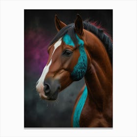 Horse With Mane bluw Canvas Print
