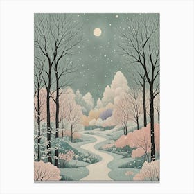 Pastel Forest Snowfall Canvas Print