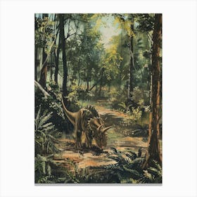 Triceratops In The Forest Painting 1 Canvas Print
