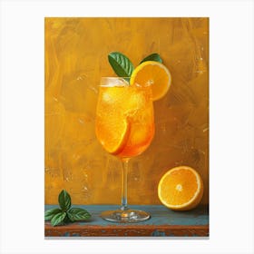 Orange Aperitif On A Yellow Background Canvas Print