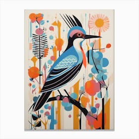 Colourful Scandi Bird Hoopoe 3 Canvas Print