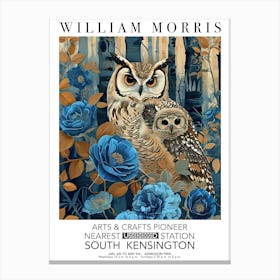 William Morris Owl And Owlet Blue Valentines Mothers Day Gift Spring Canvas Print