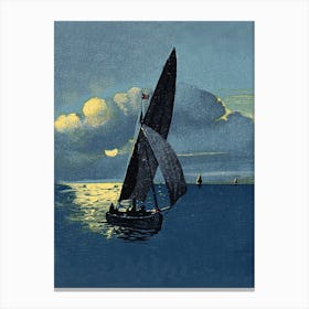 Sailing In Blue, Vintage Travel Poster Canvas Print