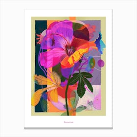 Geranium 2 Neon Flower Collage Poster Canvas Print