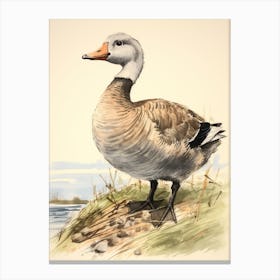 Storybook Animal Watercolour Goose 1 Canvas Print