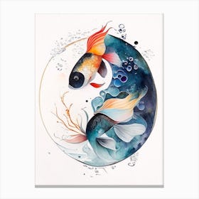 Fish 1 Yin And Yang Watercolour Canvas Print