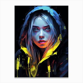 Billie Eilish Neon Portrait 4 Canvas Print