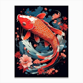 Koi Fish Animal Drawing In The Style Of Ukiyo E 3 Canvas Print